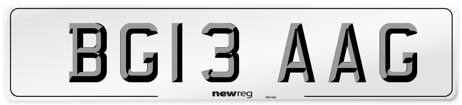 BG13 AAG Number Plate from New Reg